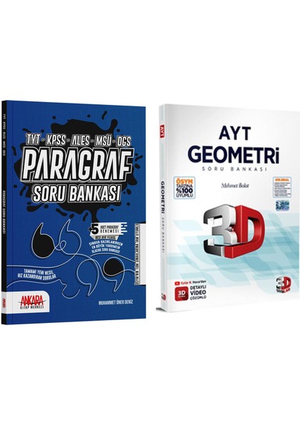 3D Ayt Geometri ve Akm Paragraf Soru Bankası Seti 2 Kitap