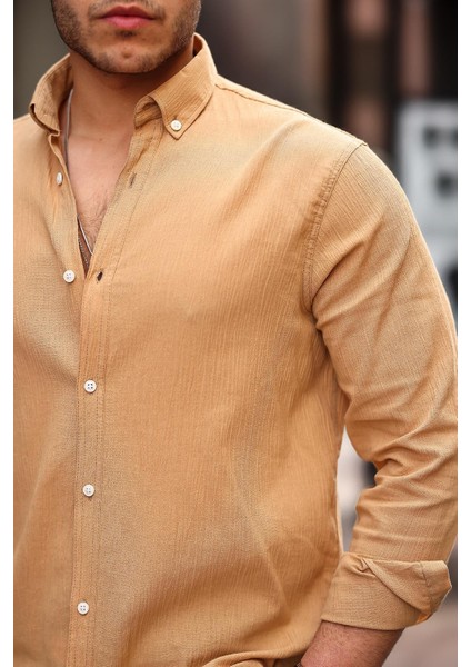 Krinkıl Pamuklu Keten Gömlek - Bej fiyatları