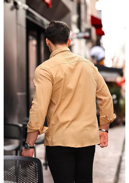 Krinkıl Pamuklu Keten Gömlek - Bej fırsatları