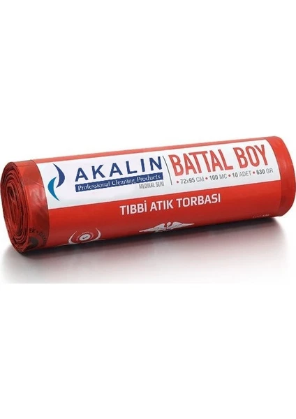 Akalın Professional Cleaning Products Akalın Battal Boy Tıbbi Atık Çöp Poşeti 72 x 95 cm 10 Adet