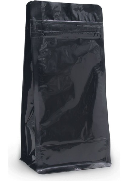 Parlak Siyah Flat Bottom Kilitli Torba 12X22,5+4 cm 250 gr 100 Adet
