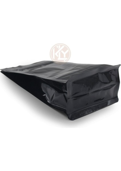 Parlak Siyah Flat Bottom Kilitli Torba 12X22,5+4 cm 250 gr 100 Adet