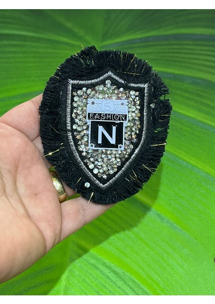 9x7 cm Taş Işlemeli Püsküllü Arma Yama Dikiş Hobi Aksesuarı