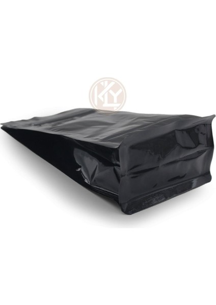 Parlak Siyah Flat Bottom Kilitli Torba 14 x 38+4 cm 1000 gr 100 Adet