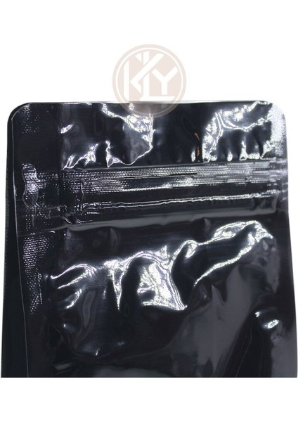 Parlak Siyah Flat Bottom Kilitli Torba 14 x 38+4 cm 1000 gr 100 Adet
