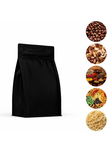 Mat Siyah Flat Bottom Kilitli Torba 14 x 38+4 cm 1000 gr 1000 Adet