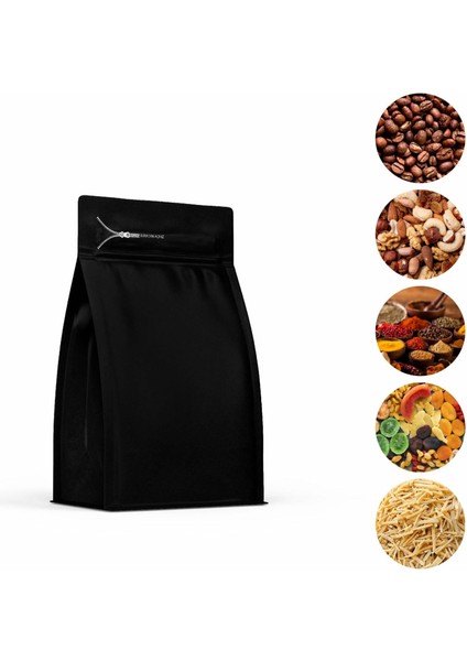 Siyah Flat Bottom Kilitli Buradan Açınız Torba 11 x 21+4 cm 250 gr 1000 Adet