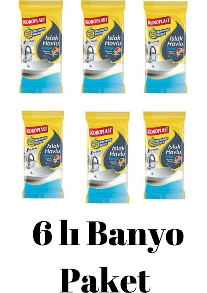 Islak Havlu Banyo Okyanus Kokulu 6 Paket Xtra Büyük 30 Adet 20X30 cm