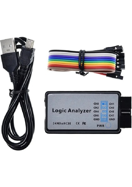 USB Lojik Analizör 24 Mhz 8 Kanal - Spı I2C Uart Can DMX512 Profesyonel Data Inceleme Debug Aracı