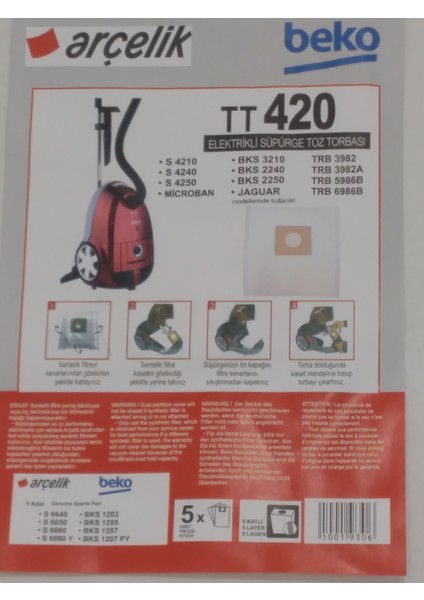 Arçelik Tt 420 Sentetik Contalı ( 4 Paket 20 Adet )