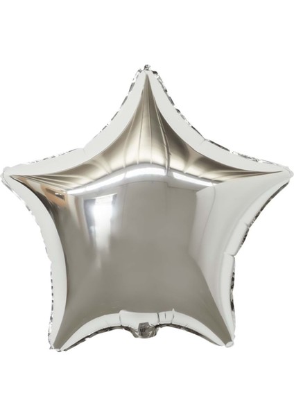 18 inç Gümüş Renk Yıldız Şekilli Folyo Balon
