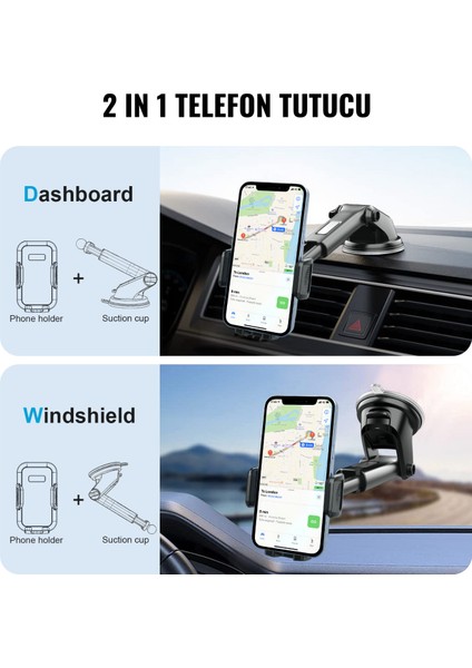 Araç Içi Telefon Tutucu Yeni Nesil Tüm Akıllı Telefonlar Ile Uyumlu Vantuzlu Araç Telefon Tutucu