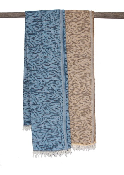 Doğal El Yapımı Peştamal Desenli Yumuşacık Açık Sarı