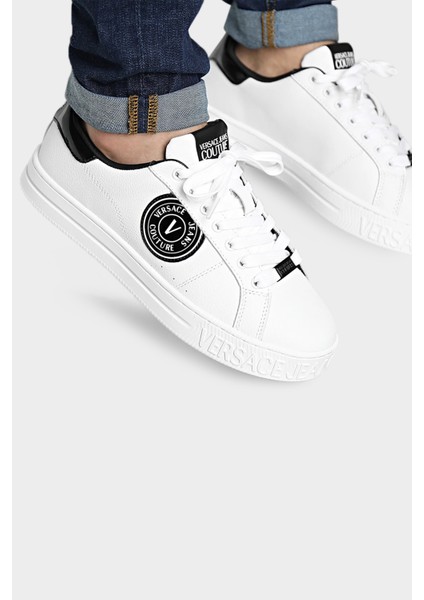 Versace Jeans Couture Logolu Deri Sneaker Ayakkabı Erkek Ayakkabı 76Ya3Sk1 Zpa59 L02