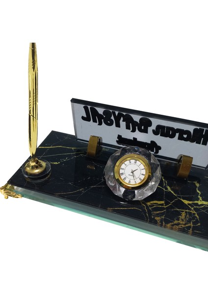 Safir Mermer Desenli Kristal Masaüstü Isimlik Ofis Kalemlik Seti fırsatları