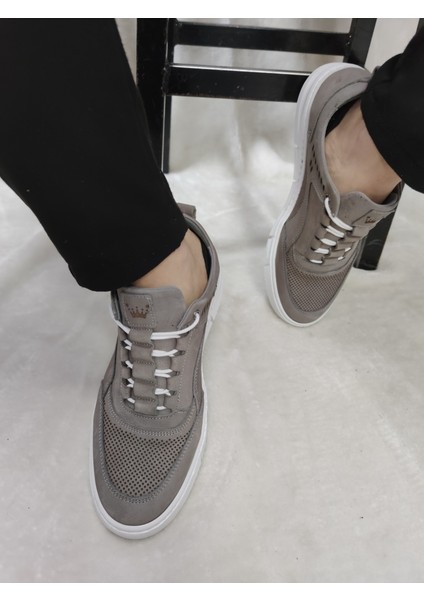 Çiğdem Gerçek Deri Erkek Günlük Casual AYAKKABI(HDYT1175) - Açık Gri - 43