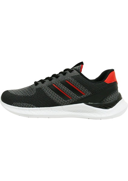 Siyah Kırmızı Gri Bağcıklı Sneakers Spor Ayakkabı