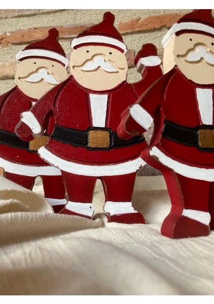 Ahşap Noel Baba  3 Lü Set