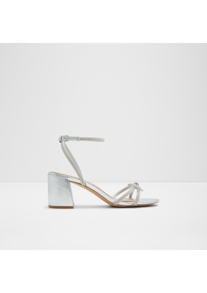 Bouclette Sandalet Yüksek Topuklu Sandalet;abiye Sandalet - Gümüş