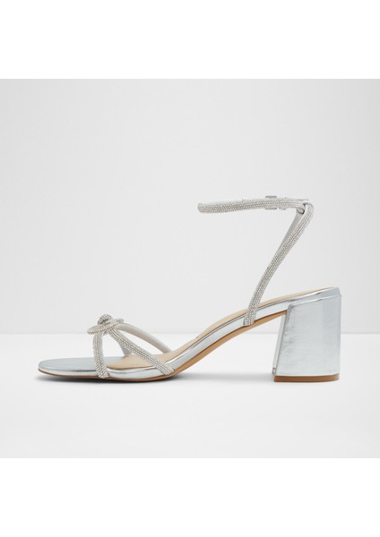 Bouclette Sandalet Yüksek Topuklu Sandalet;abiye Sandalet - Gümüş modelleri