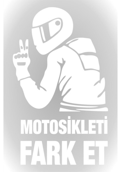 Motosiklet Ön/arka Takımi Fark Et Oto Cam Kaporta Sticker Beyaz 15*9 cm