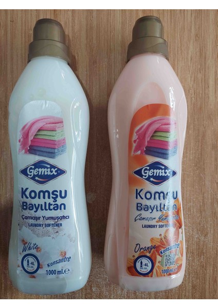 Gemix Komşu Bayıltan Konsantre Yumuşatıcı Beyaz Turuncu 1000 ml x 2 Adet