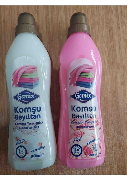 Gemix Komşu Bayıltan Konsantre Yumuşatıcı Beyaz Pembe 1000 ml x 2 Adet