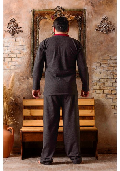 Mevsimlik 2 Iplik Büyük Beden Erkek Pamuk Pijama Takımı- Geniş Beden Aralığı