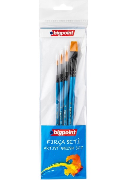 111 & 210F Serisi Sentetik Kıl Yuvarlak ve Kesik Uçlu Fırça Seti 4'lü Blister 6'lı Kutu