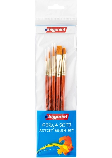 985 Serisi Sentetik Kıl Yuvarlak ve Kesik Uçlu Fırça Seti 5'li Blister 6'lı Kutu