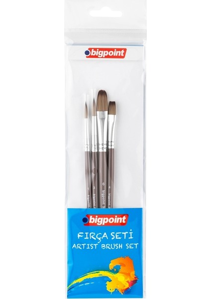 984 Serisi Sentetik Kıl Karışık Uçlu Fırça Seti 4'lü Blister 6'lı Kutu