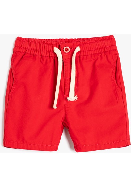 Basic Şort Beli Bağlamalı Cepli Pamuklu