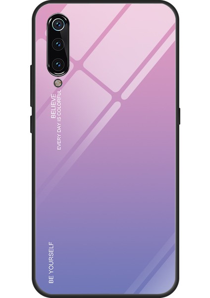 Xiaomi Mi 9-Rose Mavi Için Gradyan Temperli Cam Tpu+Pc Mobil Arka Kapak (Yurt Dışından)