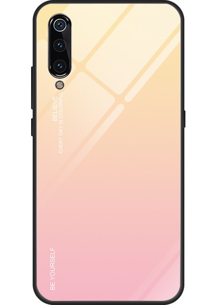 Xiaomi Mi 9-Gold Pembesi Için Gradyan Temperli Cam Tpu+Pc Mobil Arka Kapak (Yurt Dışından)