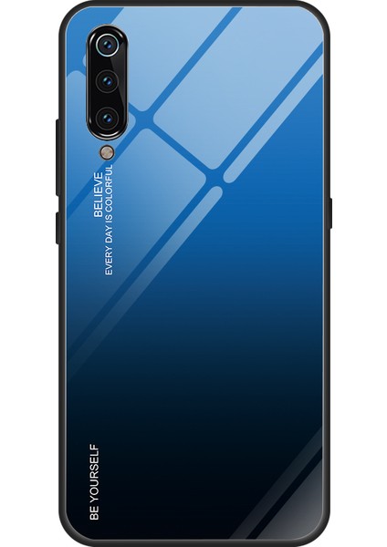 Gradyan Temperli Cam Tpu+Pc Xiaomi Mi 9-Blue Siyah Için Mobil Arka Kapak (Yurt Dışından)