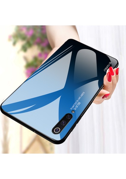 Gradyan Temperli Cam Tpu+Pc Xiaomi Mi 9-Blue Siyah Için Mobil Arka Kapak (Yurt Dışından)