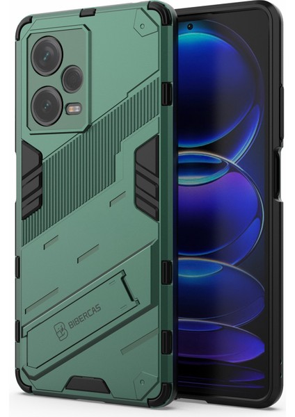 Xiaomi Redmi Için Note 12 Pro+ 5g Sabit Pc+ Yumuşak Tpu Telefon Kılıfı Damla Geçirmez Kickstand Koruyucu Kapak-Yeşil (Yurt Dışından)