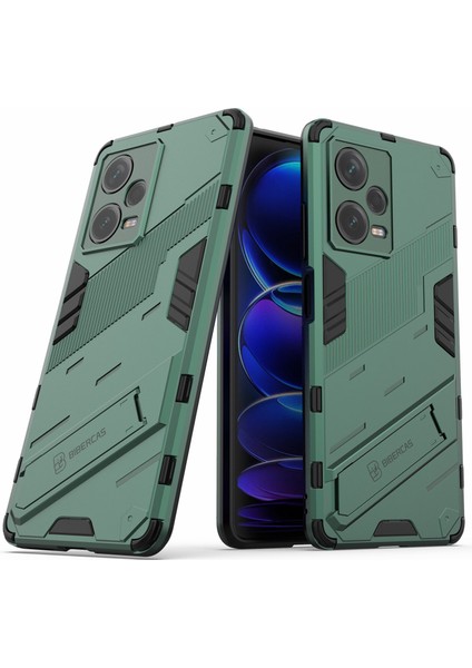 Xiaomi Redmi Için Note 12 Pro+ 5g Sabit Pc+ Yumuşak Tpu Telefon Kılıfı Damla Geçirmez Kickstand Koruyucu Kapak-Yeşil (Yurt Dışından)