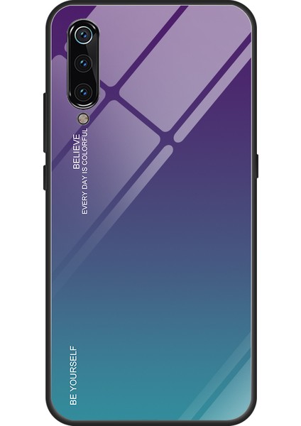 Xiaomi Mi 9-Mor Için Gradyan Temperli Cam Tpu+Pc Mobil Arka Kapak (Yurt Dışından)