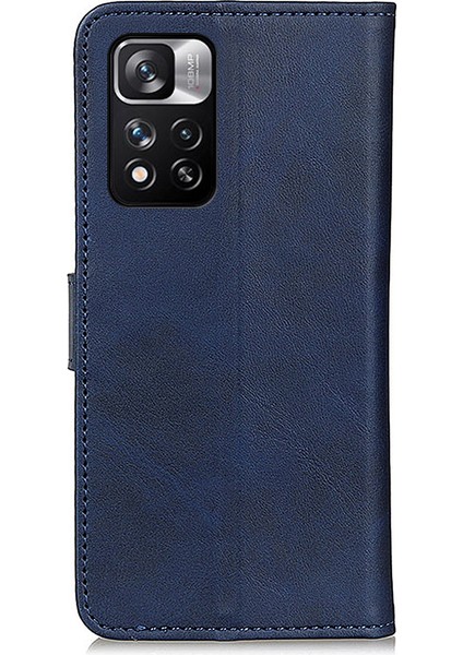 Çok Yönlü Koruma Pu Deri+ Tpu Cüzdan Kitabı Tasarımı Manyetik Çevirme Folio Telefon Kasası, Stant ile Xiaomi Redmi Note 11 Pro 5g (Çin) (Mediatek)/11 Pro+ 5g-Mavi (Yurt Dışından)