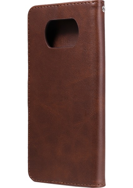 Xiaomi Poco X3/poco X3 Nfc-Brown Için Fermuar Cep Deri Cüzdan Standı Çantası (Yurt Dışından)