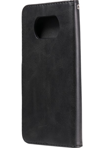 Xiaomi Poco X3/poco X3 Nfc-Black Için Fermuarı Cep Deri Cüzdan Stand Kılıfı (Yurt Dışından)