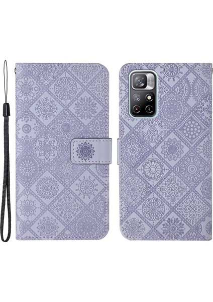 Xiaomi Redmi Için Note 11 5g (Çin) (Mediatek)/not 11T 5g/not 11S 5g Manyetik Toka Baskı Etnik Stili Çiçek Cüzdanı (Yurt Dışından)