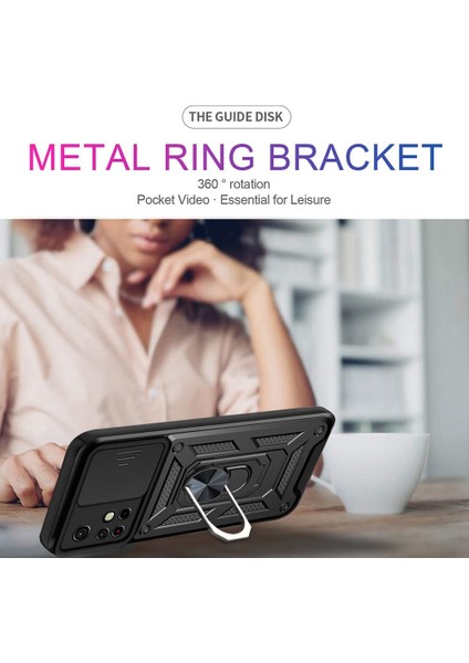 Xiaomi Redmi Için Not 11 5g (Çin) (Mediatek)/not 11T 5g/not 11S 5g Kamera Slayt Kapak Yüzük Tutucu Kickstand Şık Anti-Cratch Pc+Tpu Telefon Kapağı Case-Black (Yurt Dışından) fiyatları