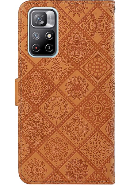 Xiaomi Redmi Için Note 11 5g (Çin) (Mediatek)/not 11T 5g/not 11S 5g Manyetik Kıta Dışında Etnik Stil Çiçek Cüzdan Pu Deri Kabuk-Brown (Yurt Dışından) fırsatları