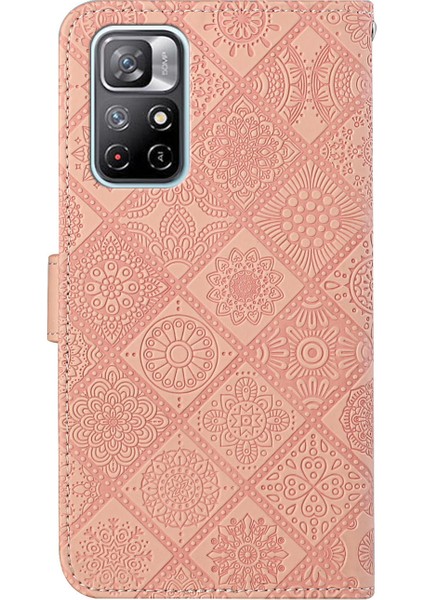 Xiaomi Redmi Için Not 11 5g (Çin) (Mediatek)/not 11T 5g/not 11S 5g Manyetik Toka Izi Etnik Tarzı Çiçek Cüzdan Pu Deri Kabuk-Pembe (Yurt Dışından) fırsatları