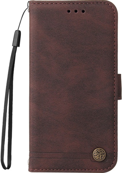 Anti-Drop Pu Deri Cüzdan Stand Kapak Telefon Kılıfı Xiaomi Redmi Için Ağaç Desen Metal Düğmesi Dekor Not 11 4g (Mediatek)/10 4g (2021)/10 2022 4g/10 Prime-Brown (Yurt Dışından) fiyatları