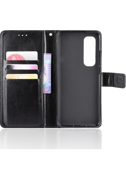Çılgın At Cüzdanı Deri Deri Flip Kapak Xiaomi Mi Note 10 Lite-Black (Yurt Dışından)
