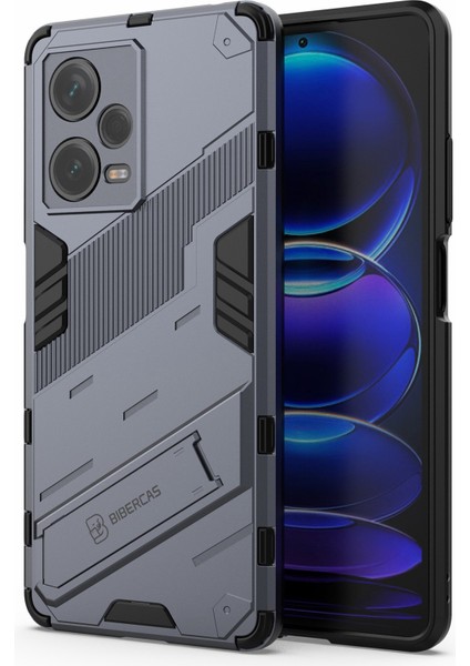 Xiaomi Redmi Için Note 12 Pro+ 5g Sabit Pc+ Yumuşak Tpu Telefon Kılıfı Damla Geçirmez Kickstand Koruyucu Kapak-Koyu Mavi (Yurt Dışından)