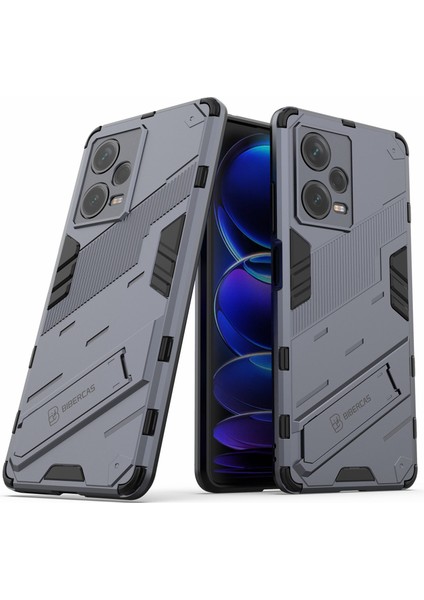 Xiaomi Redmi Için Note 12 Pro+ 5g Sabit Pc+ Yumuşak Tpu Telefon Kılıfı Damla Geçirmez Kickstand Koruyucu Kapak-Koyu Mavi (Yurt Dışından)